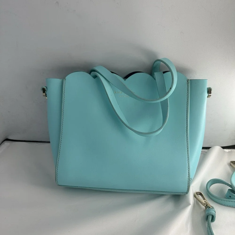 Authentic Kate Spade Light Blue Scalloped Satchel Handbag